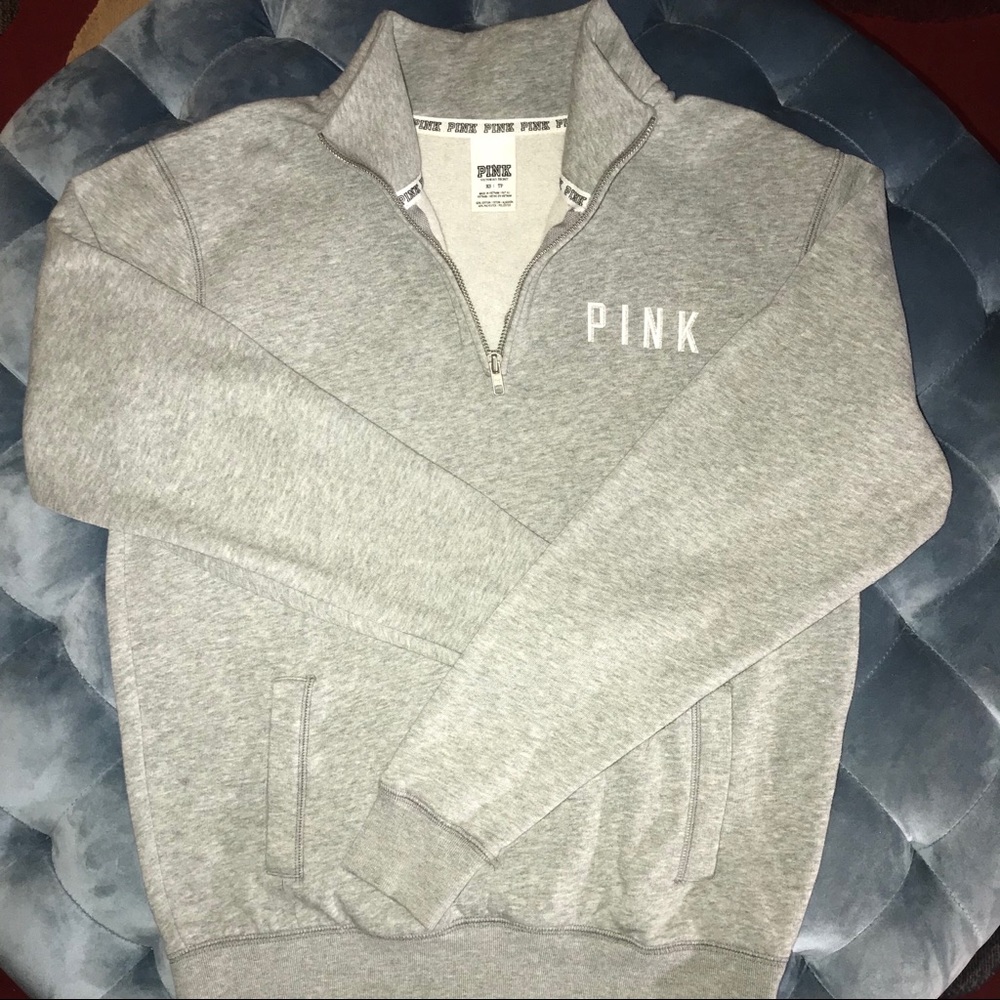 Victoria’s Secret PINK 1/4 Zip sweater Grey Sz XS